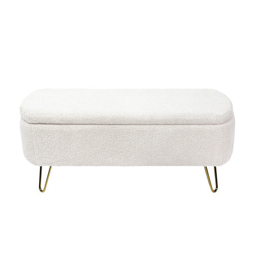 Ivory White Bedside Storage Footstool