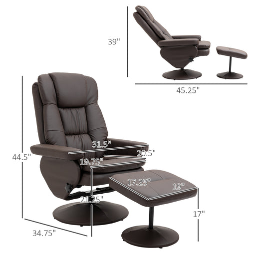 PU Leather Recliner Chair with Ottoman