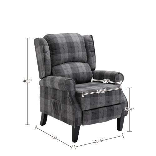 Vintage Armchair Sofa Comfortable Upholstered Leisure Chair Recliner Chair For Living Room Grey Check