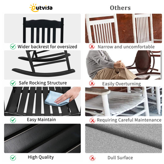 Black Poplar Wavy Wooden Rocking Chair With Armrests