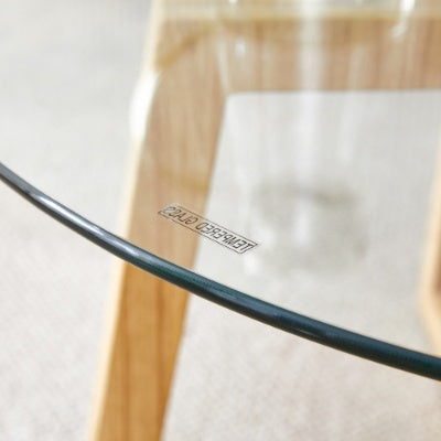Modern Practical Circular Coffee Tables. Made Of Transparent Tempered Glass Tabletop And Wood Colored MDF Material. Suitable For Living Rooms And Bedrooms.31.5X31.5X17.7