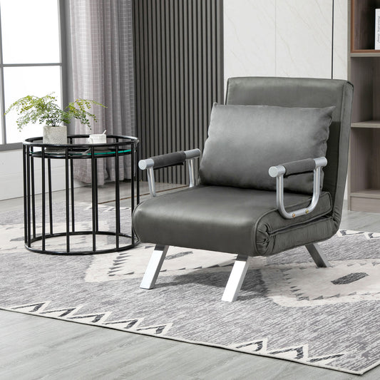 Single Person Folding 5 Position Convertible Sofa Bed Sleeper Chair Chaise Lounge Couch w/Pillow & Frame