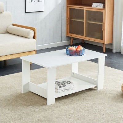 Modern Minimalist Walnut Colored Double Layered Rectangular Coffee Table ,tea Table.MDF Material Is More Durable,Suitable For Living Room, Bedroom, And Study Room.19.6x35.4x16.5 CT-16