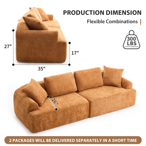 LY-024OR COMPRESSION SOFA4-seater Combined Sofa, Crochet Yarn Fabric, Full Sponge Compression Sofa,combined Sofa With 4 Pillows For Home Living Home Furniture Apartment Office House