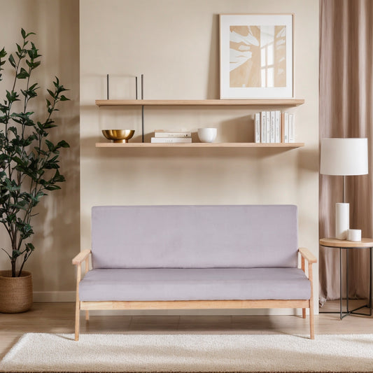 Modern Velvet Loveseat Sofa With Wooden Arms Office Couch 2-3 Seat