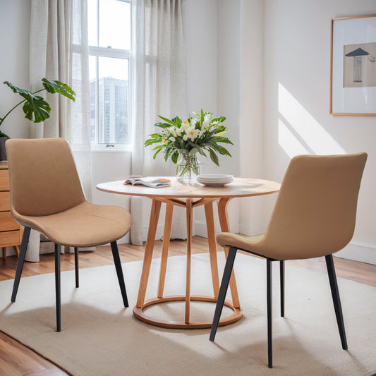 Leather Dining Chair With Metal Legs