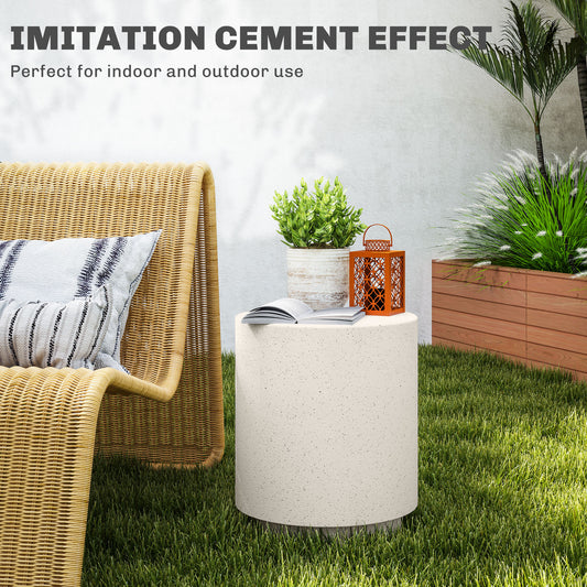 Lightweight Accent Table with Concrete Finish Round Side Table