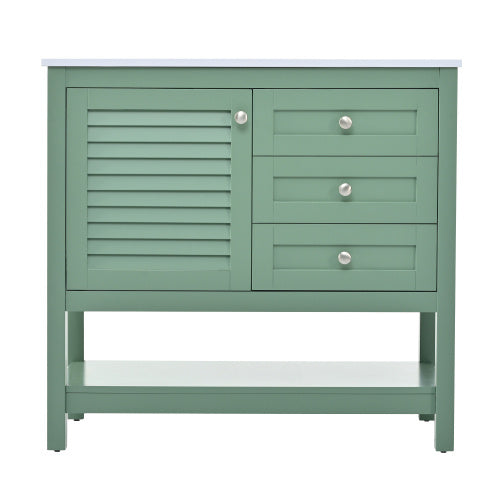 36'' Bathroom Vanity With Undermount Sink, Free Standing Vanity Set With 2 Drawers& Soft Closing Doors, Bathroom Storage Cabinet With Solid Wood Feet, Green