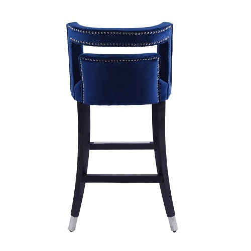 Suede Velvet Barstool With Nailheads Dining Room Chair2 Pcs Set - 30 Inch Seater Height