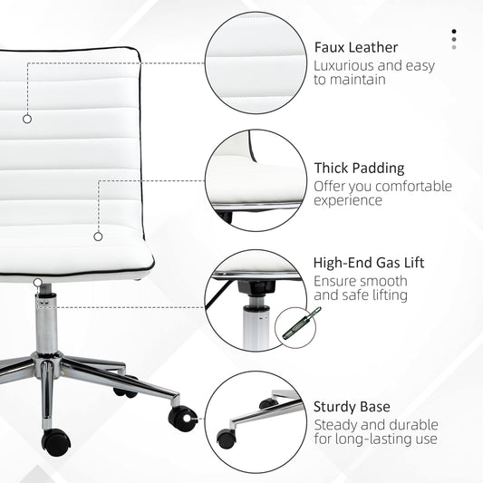 Mid-Back Armless Office Chair Task Chair with PU Leather