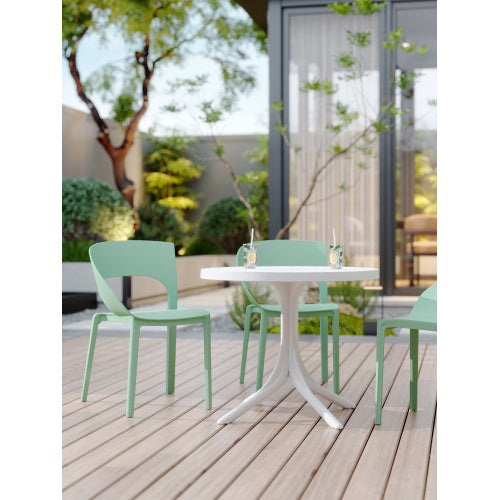 Haze Green Polypropylene Single Side Chair One Piece Design For Indoor & Outdoor Use,suitable For Living Rooms, Dining Rooms, Gardens, Terraces And Other Scenarios