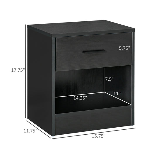 Modern Side Table with Drawer and Storage Shelf