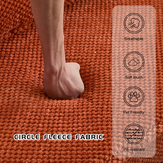 Compression Mahjong Sofa,Convertible Floor Sofa Bed,DIY Boneless Modular Sectional Sofa,No Assembly Required,Circle Fleece Fabric,Oversized 3 Seater With 1 Ottoman,Orange