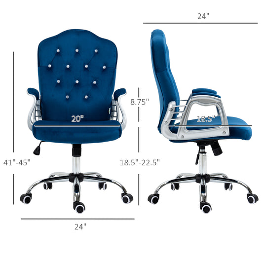 Velvet Office Chair Desk Chair with 360 Degree Swivel Wheels Adjustable Height Tilt Function