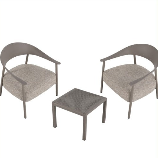 Modern 2 Piece Accent Chair Set With Coffee Table Apricot Brown PP Steel Frame Sofa Set, Soft Cushioned Seating For Living Room, Lounge, Balcony