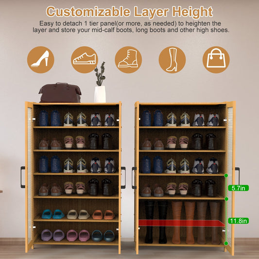 6-tier Bamboo Shoe Rack, Freestanding Shoe Cabinet