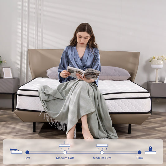 Single Bed Mattress, Hybrid Double Mattress With Bonnell Coil, High Density Foam Mattress, Boxed, Single Bed, Medium Soft, Stress Reliever