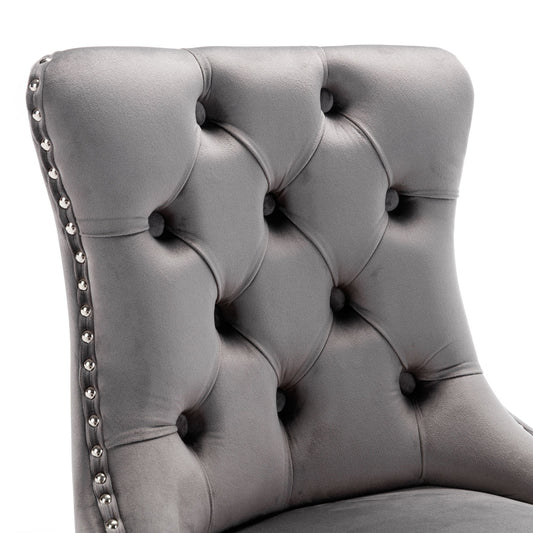 26 Velvet Bar Stools Set Of 2, Counter Height With Button Back Rivet Trim