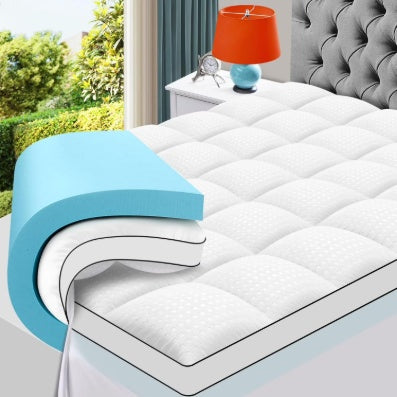 Double Layer With Gel Memory Foam & 2 Inch Cool Pillow Top For Back Pain Relief, Medium Firm