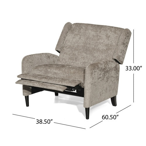 Oversized Textured Fabric Pushback Recliner Dark Beige And Dark Brown