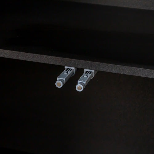 Display Cabinet With Glass Doors, Curio Storage Cabinet With 2-Drawer, Bookcase With LED Lights, Black