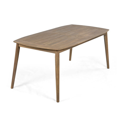Acacia Wood Dining Table 8-Person Outdoor Table, Farmhouse Furniture For Patio, Garden, Backyard, Light Brown 180 LBS Weight Capacity 70.75L