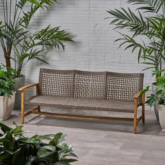 HAMPTON WOOD WICKER 3 SEATER