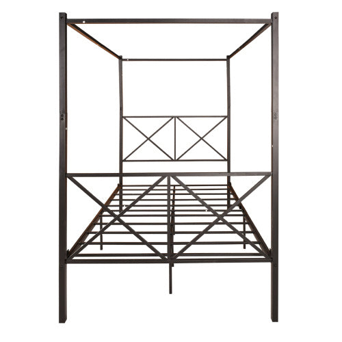 Metal Canopy Bed Frame, Platform Bed Frame With X Shaped Frame Full Black