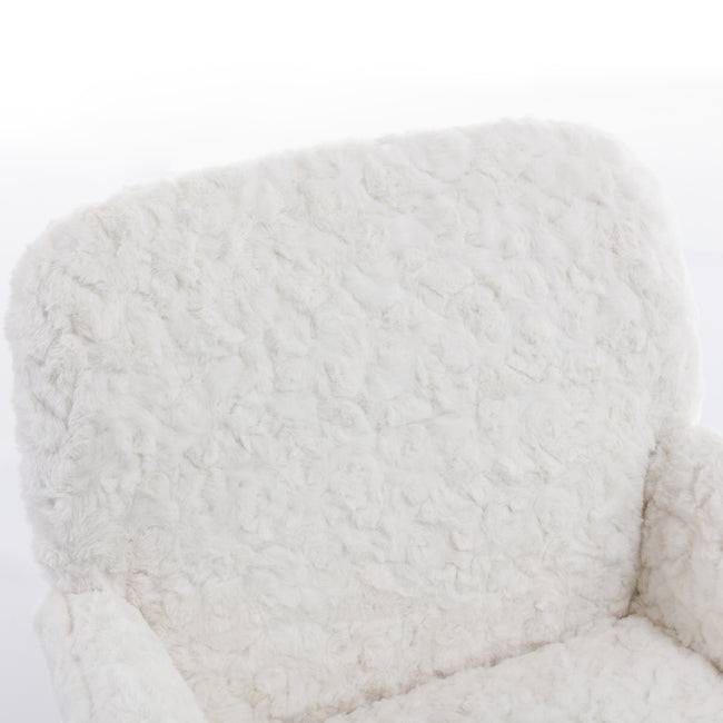 A&A Furniture Rabbit Hair Office Chair With Golden Base, Adjustable