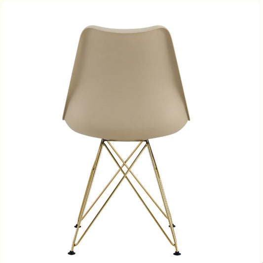 Modern Dining Chairs With Shell Leisure Plastic Seats And Golden Steel Legs