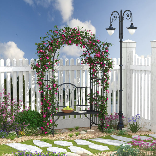 Trellis Arbor Arch for Climbing Plants with Garden Bench
