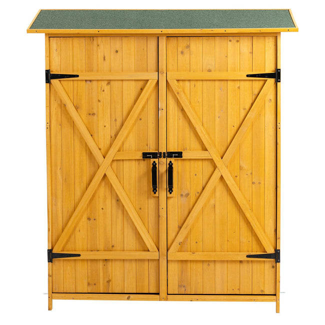 56L X 19.5W X 64H In Outdoor Storage Shed With Lockable Door,Wooden Tool Storage Shed With Detachable Shelves And Pitch Roof