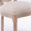 French Style Solid Wood Antique Linen & Rattan Dining Chair, Set Of 2, Cream