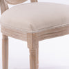 French Style Solid Wood Antique Linen & Rattan Dining Chair, Set Of 2, Cream