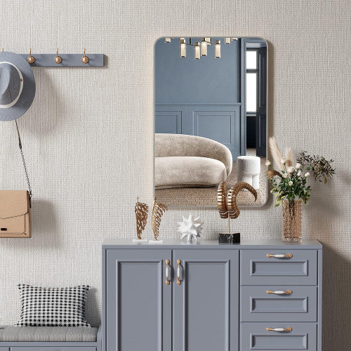 24x36 Inch Silver Metal Framed Rectangular Bathrrom Mirror For Wall