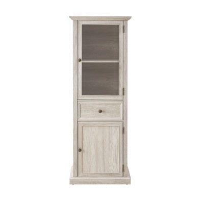 Tall Storage Cabinet, Freestanding Cabinet With Glass Door And Shelves, Sideboard Cabinet, Cabinet With Drawer For Living Room, Kitchen, Dining Room, Office, White