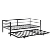 Twin Size Metal Daybed With Adjustable Trundle Up Trundle, Black