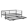 Twin Size Metal Daybed With Adjustable Trundle Up Trundle, Black