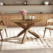 47 Inches Round Dining Table With Solid Acacia Wood Legs For 4-6 Person