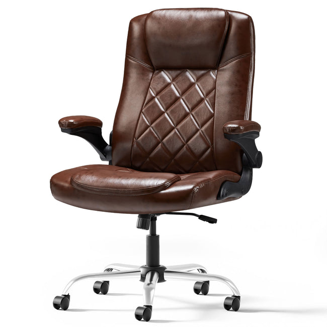 Leather Executive Office Chair With Arm & Rocking Function