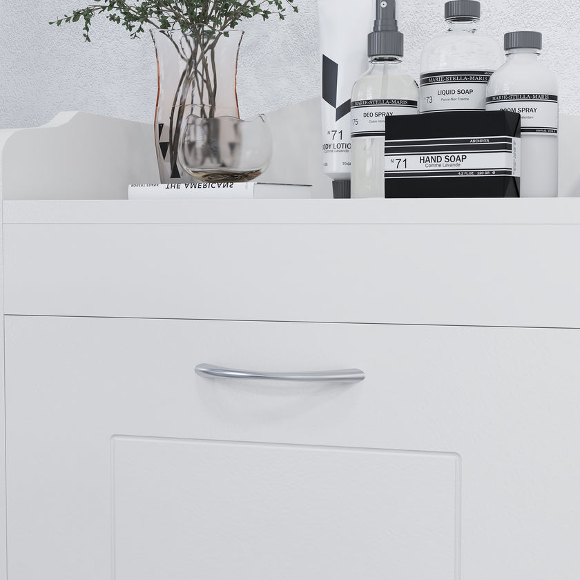 31  Tilt Out Laundry Hamper, Free Standing Bathroom Storage Cabinet  Home Organizer, White