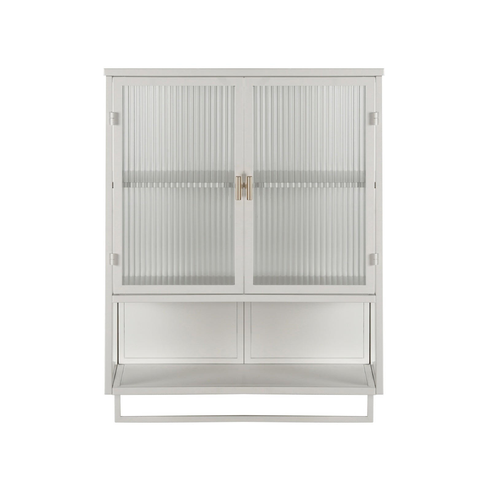 Modern Two-Door Wall Cabinet With Glass Doors And Open Shelf