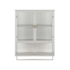 Modern Two-Door Wall Cabinet With Glass Doors And Open Shelf