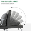Convertible Sofa Bed 5 Position Folding Sleeper Chair Pillow Steel Frame Dark Grey