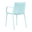 4pcs Modern Stackable Plastic Armchair For Indoor  Outdoor Use  Ergonomic Slatted Back Design, All  Weather PP Material, Light Baby Blue   Patio, Balcony, Cafe