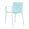 4pcs Modern Stackable Plastic Armchair For Indoor  Outdoor Use  Ergonomic Slatted Back Design, All  Weather PP Material, Light Baby Blue   Patio, Balcony, Cafe