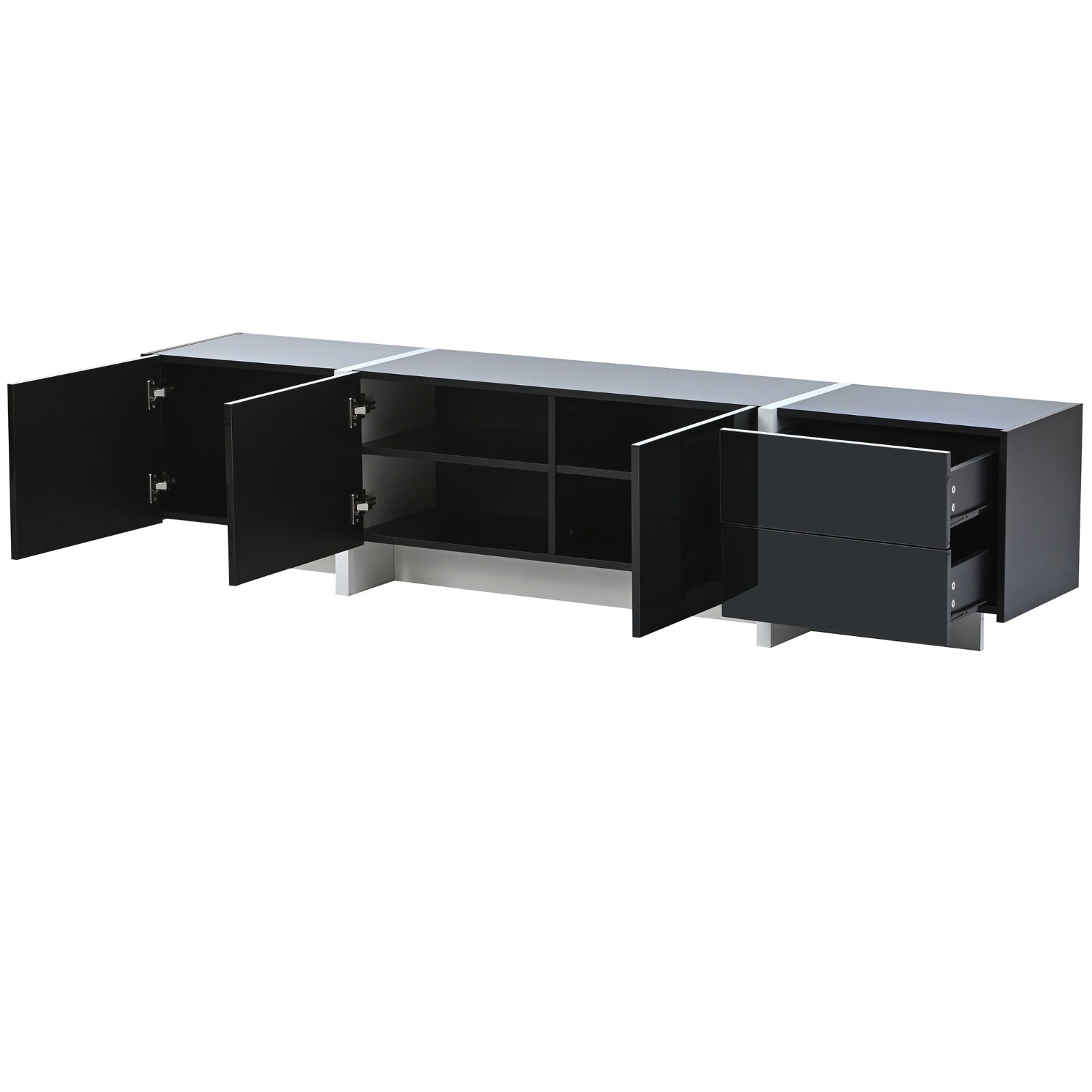 Contemporary White & Black TV Stand, Unique Style Console For TVs