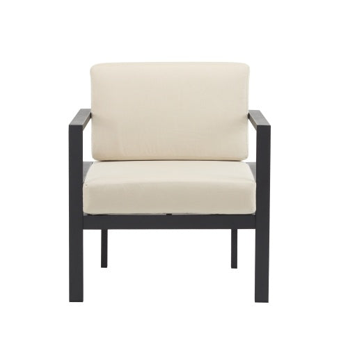 27.7 Modern Outdoor Lounge Chair With Aluminum Frame, Weather-Resistant Cushions, Sleek Design, Perfect For Patio, Garden, Or Balcony