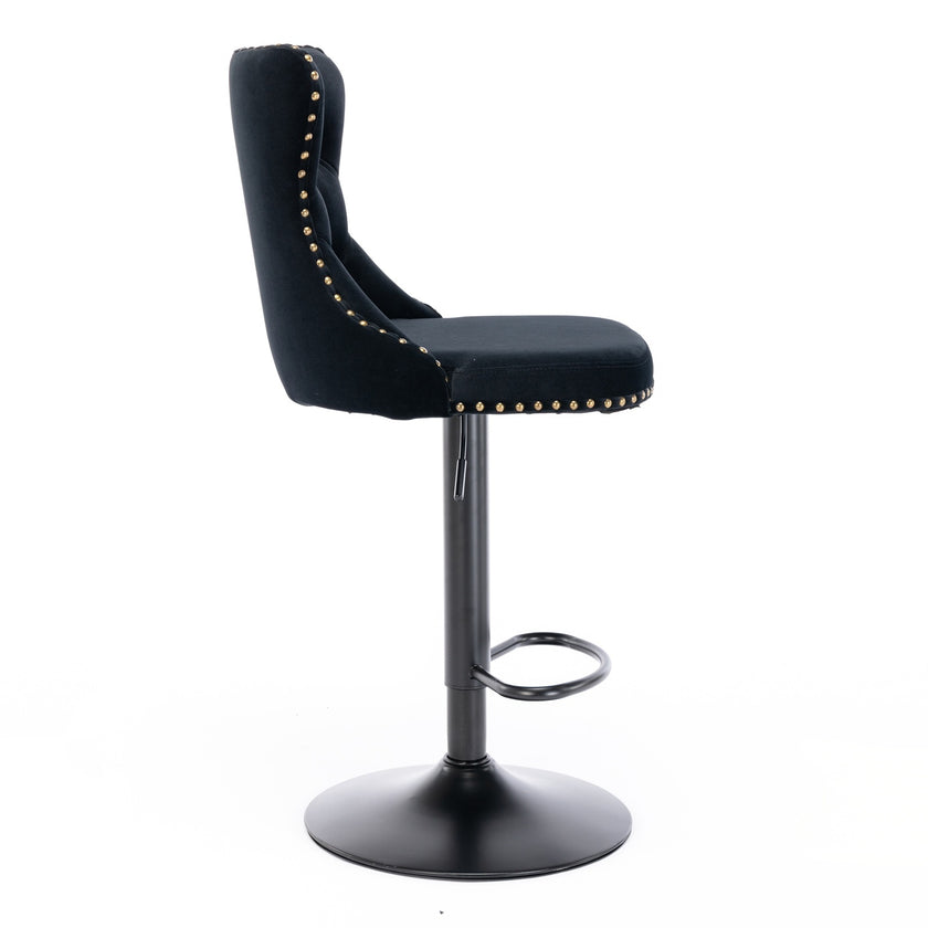 A A Swivel Velvet Barstools Adjustable Seat Height 25-33, Modern, 17.7  Base