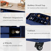 K&K Store Kitchen Cart With Rubber Wood Top, 8 Handle-Free Drawers